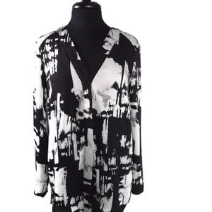 DKNY Career Dress Shirt Black Cream Artsy Size S